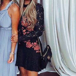 Gianni Bini XS black long sleeve lace dress
